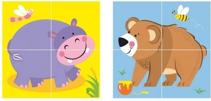 Joc educativ Viga 4pcs 6-side Cube Puzzle - Wild animal (50836)