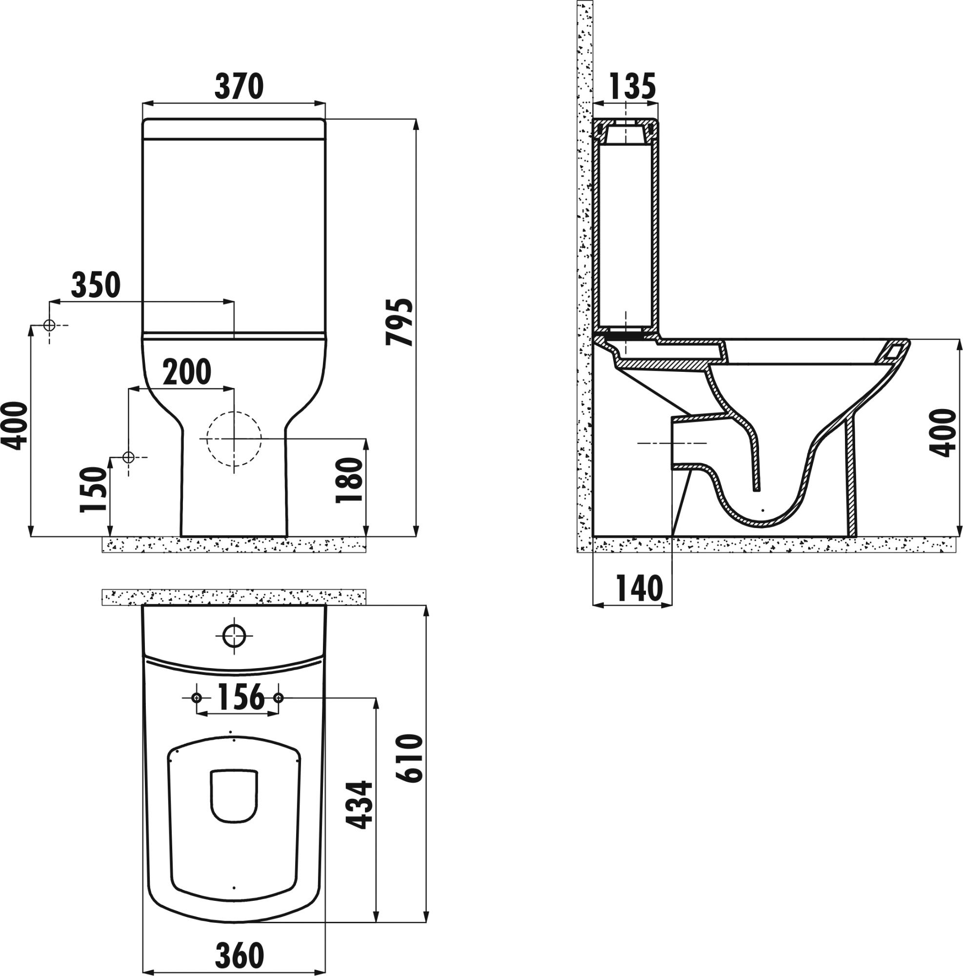 Vas WC Creavit Lara LR310.001 / LR410 / KC1603.01/IT5130